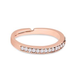 ZAVERI PEARLS Rose Gold Cubic Zirconia Contemporary Brass Sleek Adjustable Ring For Women