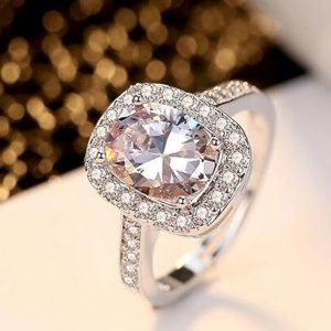 YouBella Jewellery Stylish Silver Plated Solitaire Crystal Ring for Women and Girls