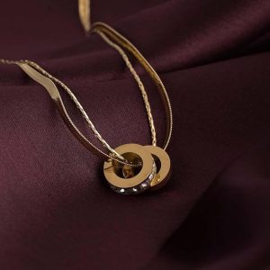 PALMONAS 18k Gold Plated Gilded Rings Layered Necklace for Women - Gift for Girls & Women | Waterproof & Anti-Tarnish Necklace